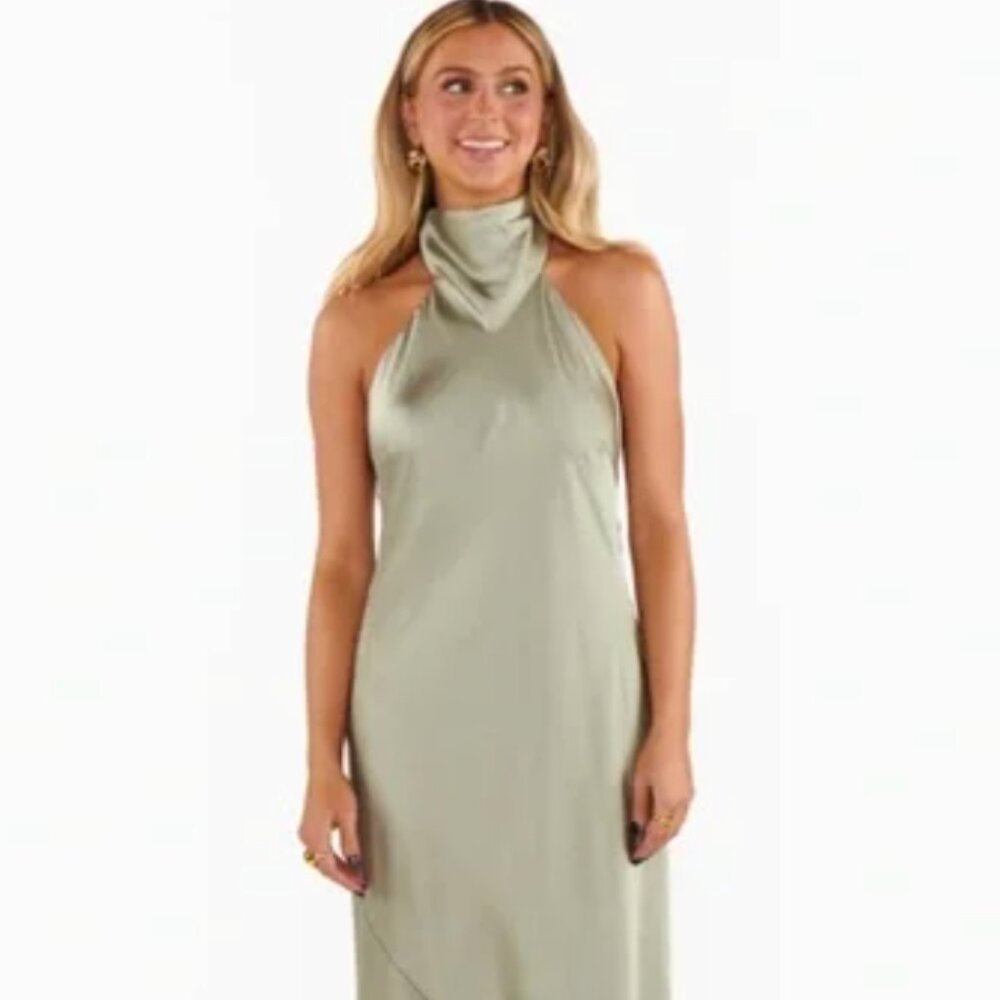 Show Me Your MuMu Sage Backless Halter Dress
